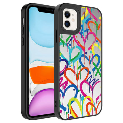 Apple iPhone 11 Kılıf Aynalı Desenli Kamera Korumalı Parlak Zore Mirror Kapak Kalp