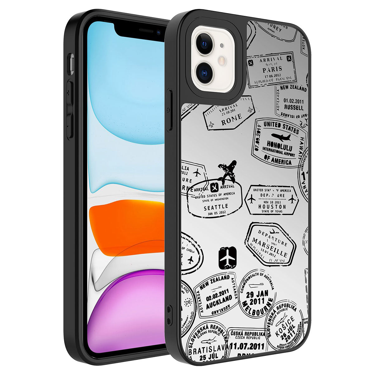 Apple iPhone 11 Kılıf Aynalı Desenli Kamera Korumalı Parlak Zore Mirror Kapak Seyahat