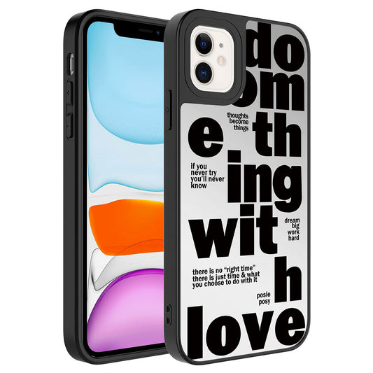 Apple iPhone 11 Kılıf Aynalı Desenli Kamera Korumalı Parlak Zore Mirror Kapak Love