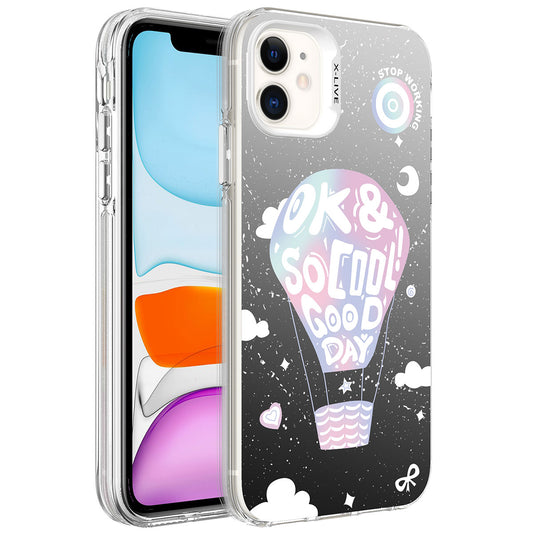 Apple iPhone 11 Kılıf Desenli Zore Silver Sert Kapak Balon
