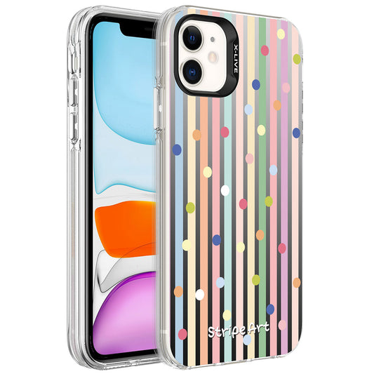 Apple iPhone 11 Kılıf Desenli Zore Silver Sert Kapak Noktalar