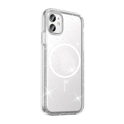 Apple iPhone 11 Kılıf M-safe Şarj Özellikli Parlayan Simli Saydam Renkli Zore Maris Kapak Şeffaf