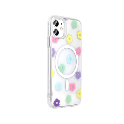 Apple iPhone 11 Kılıf M-Safe Şarj Özellikli Şeffaf Zore Folk Sert Kapak Sevimli Köpek