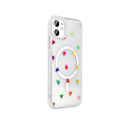 Apple iPhone 11 Kılıf M-Safe Şarj Özellikli Şeffaf Zore Folk Sert Kapak Sevimli Köpek