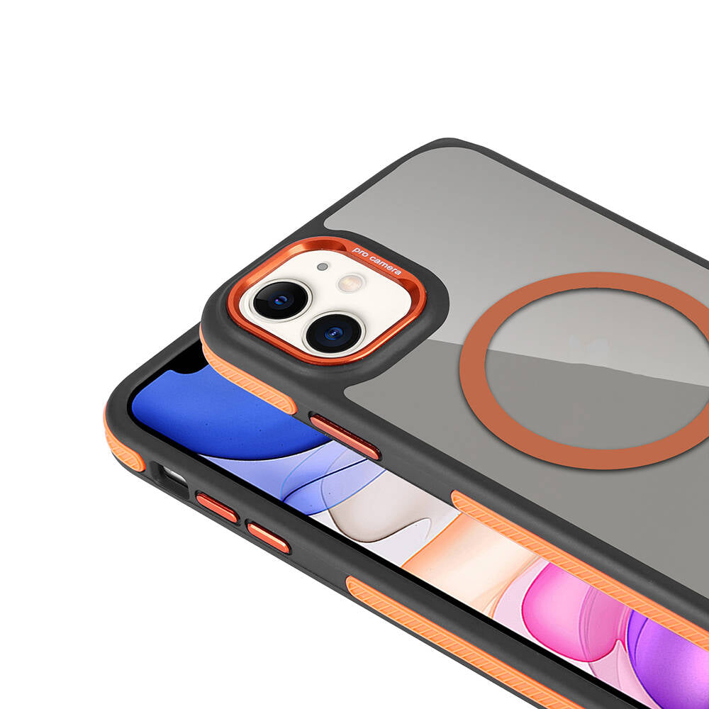 Apple iPhone 11 Kılıf Magsafe Şarj Özellikli Mat Görünümlü Zore Solo Kapak Turuncu