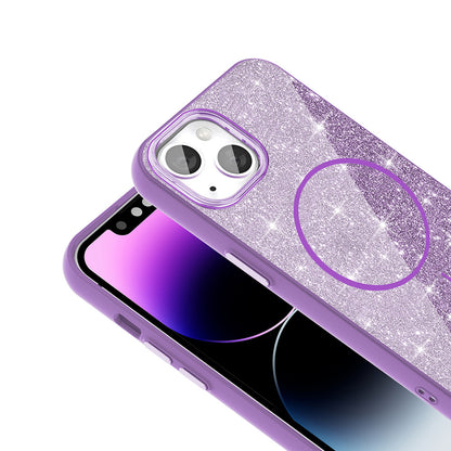 Apple iPhone 11 Kılıf Magsafe Şarj Özellikli Parlayan Simli Zore Okso Kapak Pembe