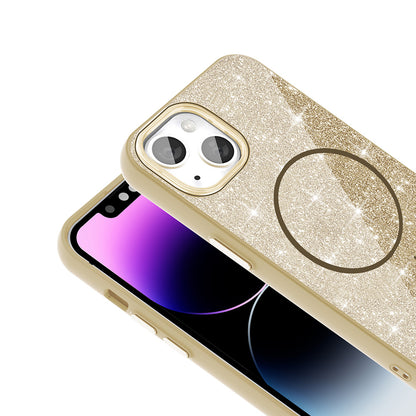 Apple iPhone 11 Kılıf Magsafe Şarj Özellikli Parlayan Simli Zore Okso Kapak Pembe