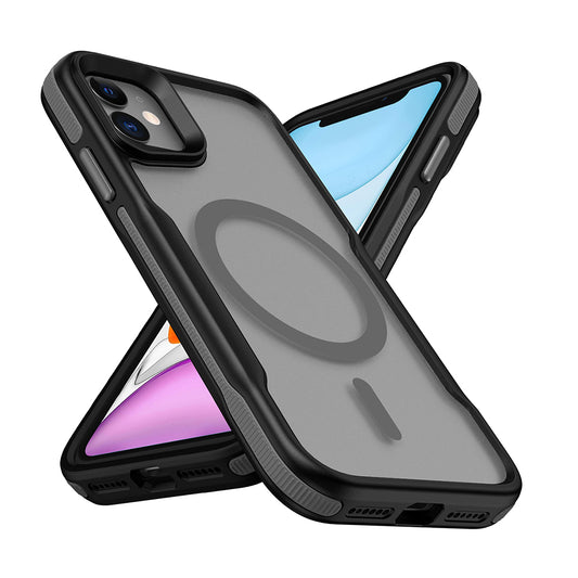 Apple iPhone 11 Kılıf Magsafe Şarj Özellikli Renkli Kenar Airbag Şeritli Zore Lamer Kapak Gri