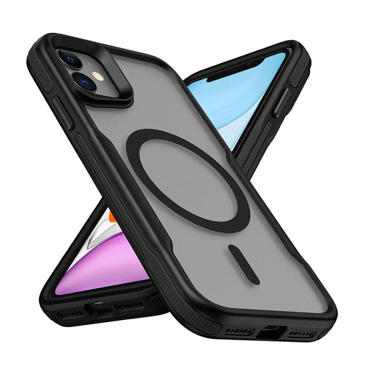 Apple iPhone 11 Kılıf Magsafe Şarj Özellikli Renkli Kenar Airbag Şeritli Zore Lamer Kapak Siyah