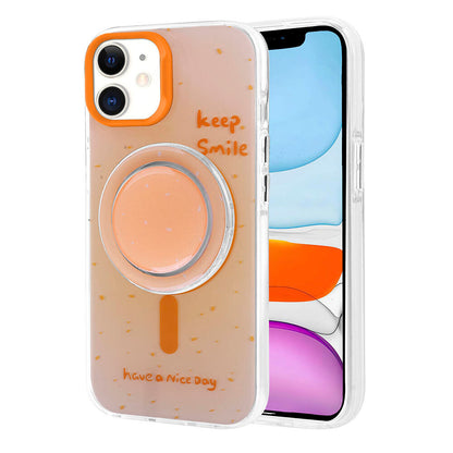Apple iPhone 11 Kılıf Magsafe Şarj Özellikli Tak-Çıkar Pop Soketli Zore Tiktok Kapak Pembe Koyu