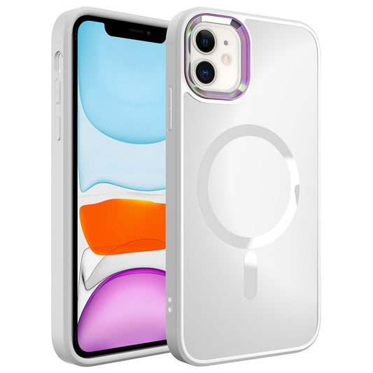 Apple iPhone 11 Kılıf Magsafe Wireless Şarj Özellikli Zore Stil Kapak Beyaz