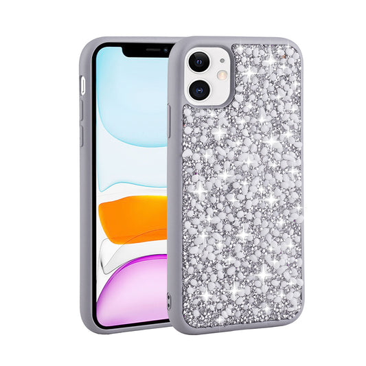 Apple iPhone 11 Kılıf Parlak Taşlı Tasarım Zore Linea Kapak Gümüş