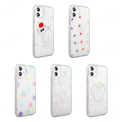 Apple iPhone 11 Kılıf Şeffaf Figürlü Zore Folk Sert Kapak Kalp