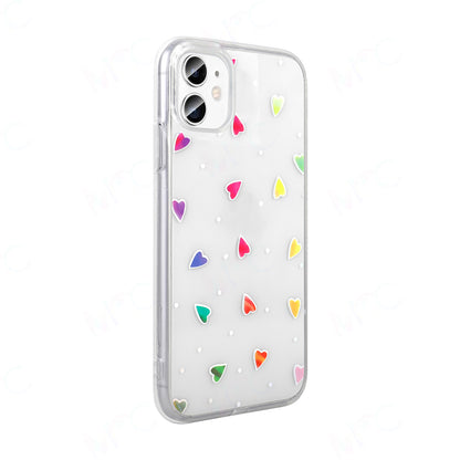 Apple iPhone 11 Kılıf Şeffaf Figürlü Zore Folk Sert Kapak Kalp