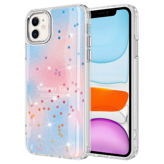 Apple iPhone 11 Kılıf Simli Desenli Parlak Zore Task Kapak Mavi