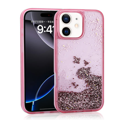 Apple iPhone 11 Kılıf Sıvılı Simli Şeffaf Arka Yüzey Zore Keto Silikon Kapak Pembe
