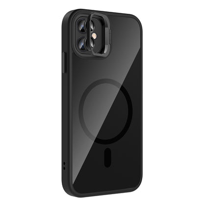 Apple iPhone 11 Kılıf Standlı ve Kamera Lens Hediyeli M-Safe Şarj Özellikli Zore Etro Kapak Derin Mor