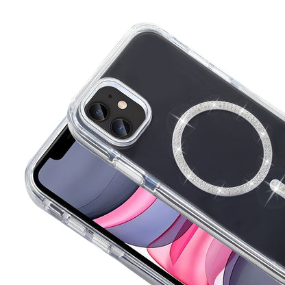 Apple iPhone 11 Kılıf Taşlı Tasarım M-safe Şarj Özellikli Zore Koment Silikon Kapak Gold