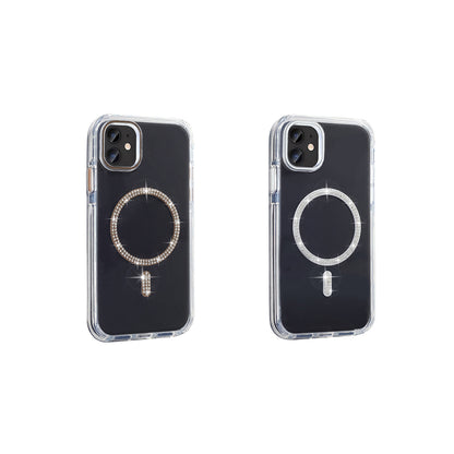 Apple iPhone 11 Kılıf Taşlı Tasarım M-safe Şarj Özellikli Zore Koment Silikon Kapak Gold