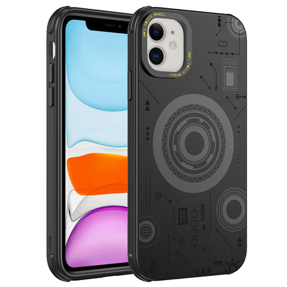 Apple iPhone 11 Kılıf Zore Wireless Şarj Özellikli Desenli Hot Kapak Siyah