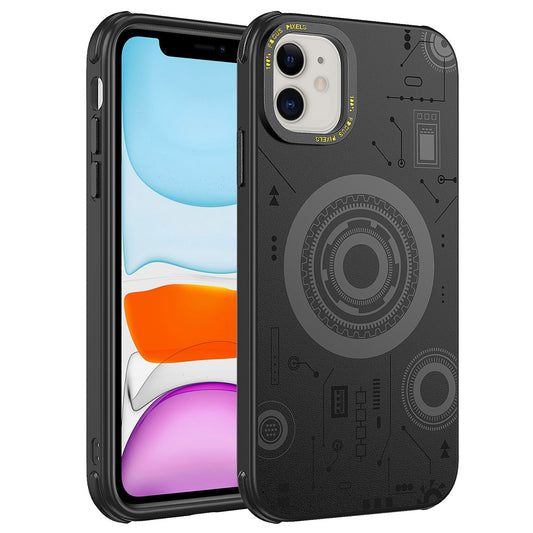 Apple iPhone 11 Kılıf Zore Wireless Şarj Özellikli Desenli Hot Kapak Siyah