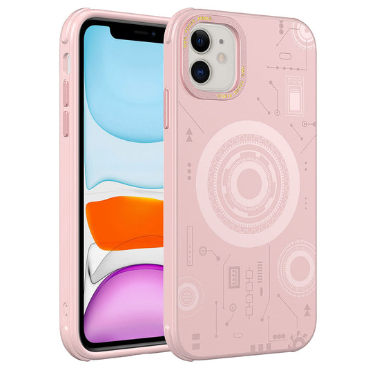 Apple iPhone 11 Kılıf Zore Wireless Şarj Özellikli Desenli Hot Kapak Rose Gold