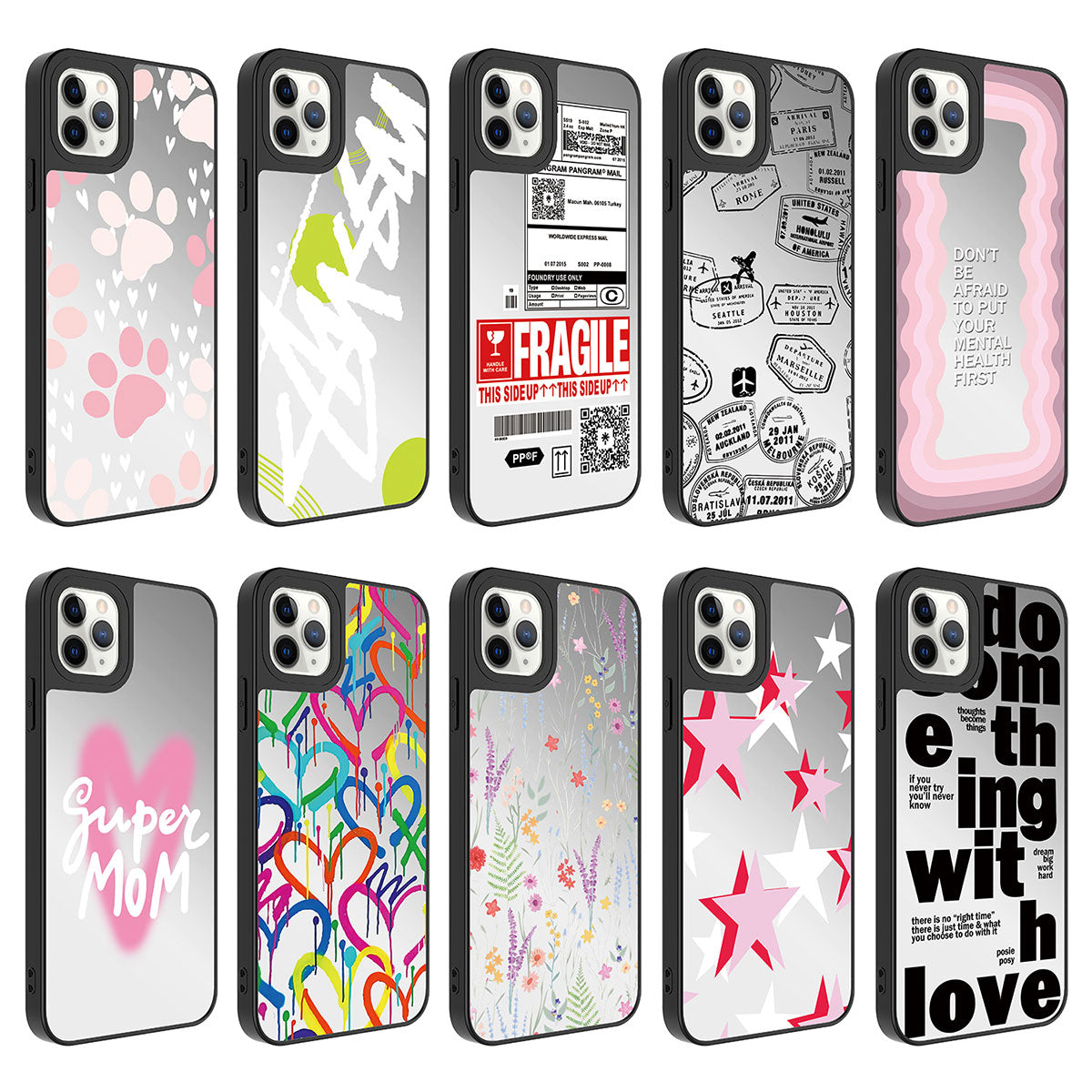 Apple iPhone 11 Pro Kılıf Aynalı Desenli Kamera Korumalı Parlak Zore Mirror Kapak Love