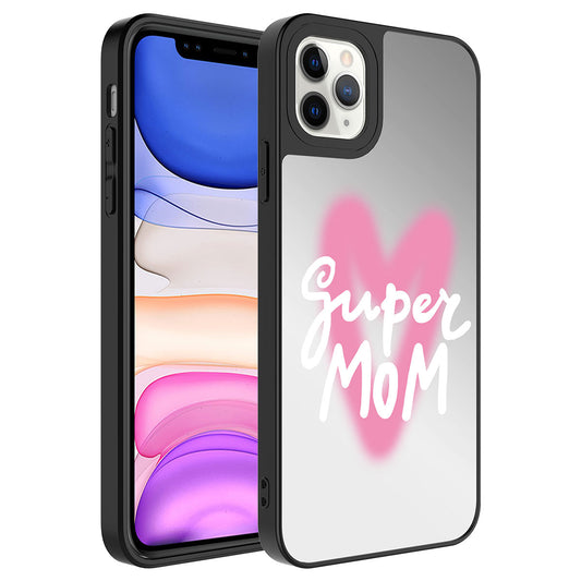 Apple iPhone 11 Pro Max Kılıf Aynalı Desenli Kamera Korumalı Parlak Zore Mirror Kapak Süper Anne