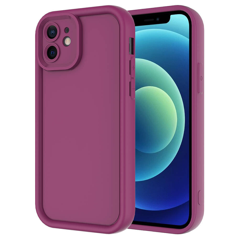 Apple iPhone 12 Kılıf Kamera Korumalı Zore Ananas Kapak Mürdüm
