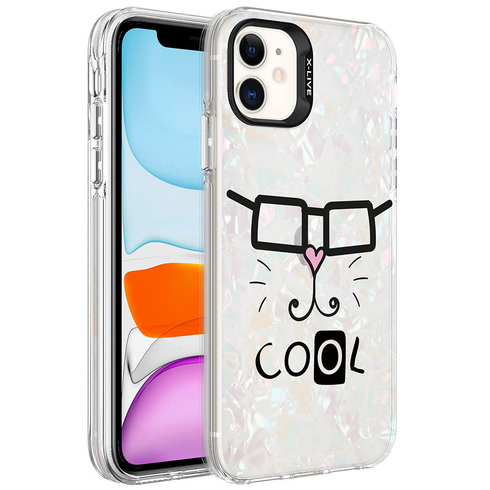 Apple iPhone 12 Kılıf Mermer Desenli Zore Marbello Kapak Beyaz