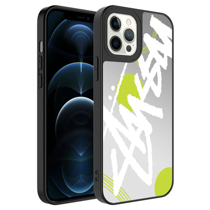 Apple iPhone 12 Pro Kılıf Aynalı Desenli Kamera Korumalı Parlak Zore Mirror Kapak Yazı