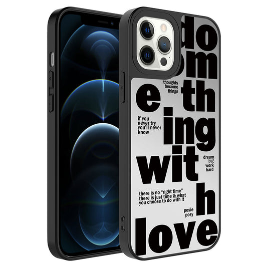 Apple iPhone 12 Pro Kılıf Aynalı Desenli Kamera Korumalı Parlak Zore Mirror Kapak Love