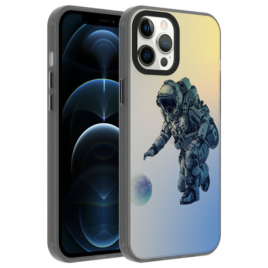 Apple iPhone 12 Pro Kılıf Desenli Zore Dragon Sert Kapak Astronot