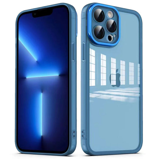 Apple iPhone 12 Pro Kılıf Kamera Korumalı Transparan Zore Post Kapak Mavi