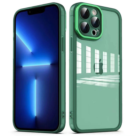 Apple iPhone 12 Pro Kılıf Kamera Korumalı Transparan Zore Post Kapak Koyu Yeşil