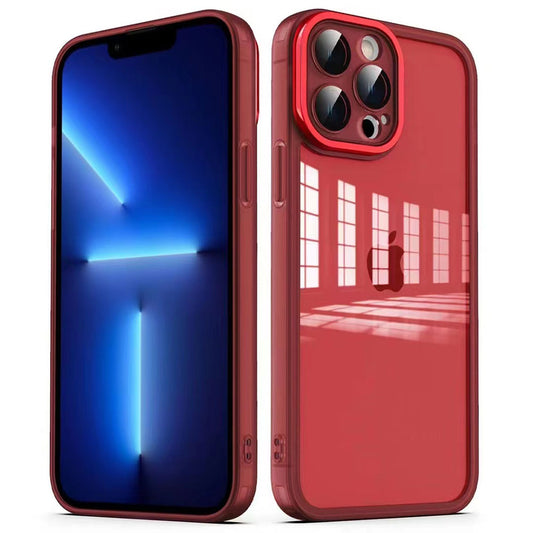 Apple iPhone 12 Pro Kılıf Kamera Korumalı Transparan Zore Post Kapak Kırmızı