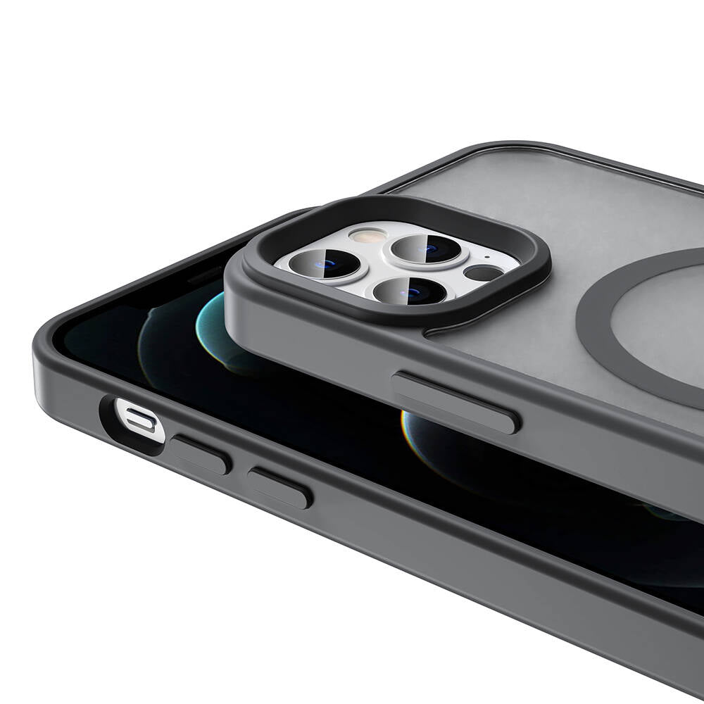 Apple iPhone 12 Pro Kılıf Magsafe Şarj Özellikli Mat Arka Yüzey Zore Sio Kapak Siyah