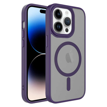 Apple iPhone 12 Pro Kılıf Mat Arka Yüzey Wireless Şarj Özellikli Zore Flet Magsafe Kapak Mavi