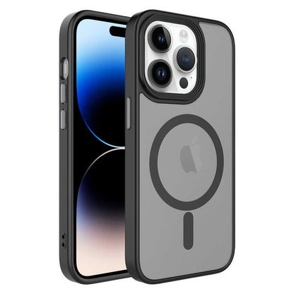 Apple iPhone 12 Pro Kılıf Mat Arka Yüzey Wireless Şarj Özellikli Zore Flet Magsafe Kapak Siyah