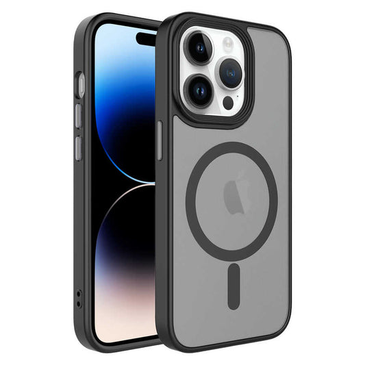 Apple iPhone 12 Pro Kılıf Mat Arka Yüzey Wireless Şarj Özellikli Zore Flet Magsafe Kapak Siyah