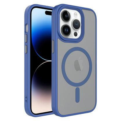 Apple iPhone 12 Pro Kılıf Mat Arka Yüzey Wireless Şarj Özellikli Zore Flet Magsafe Kapak Mavi