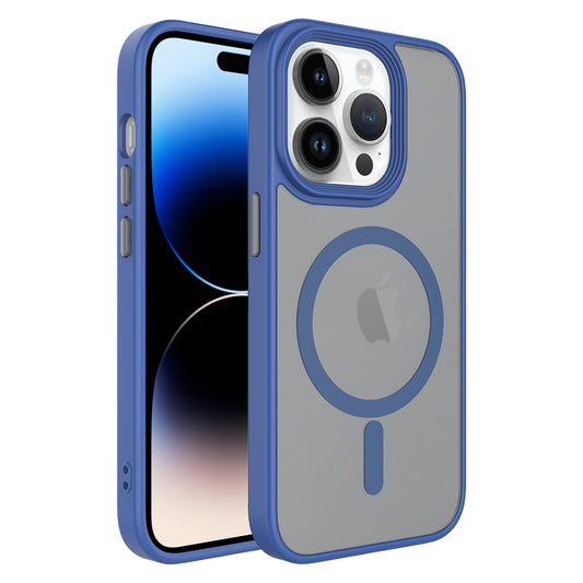 Apple iPhone 12 Pro Kılıf Mat Arka Yüzey Wireless Şarj Özellikli Zore Flet Magsafe Kapak Mavi