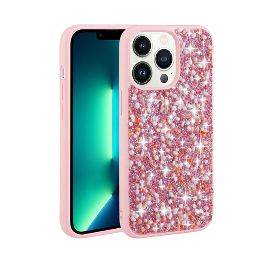 Apple iPhone 12 Pro Kılıf Parlak Taşlı Tasarım Zore Linea Kapak Pembe