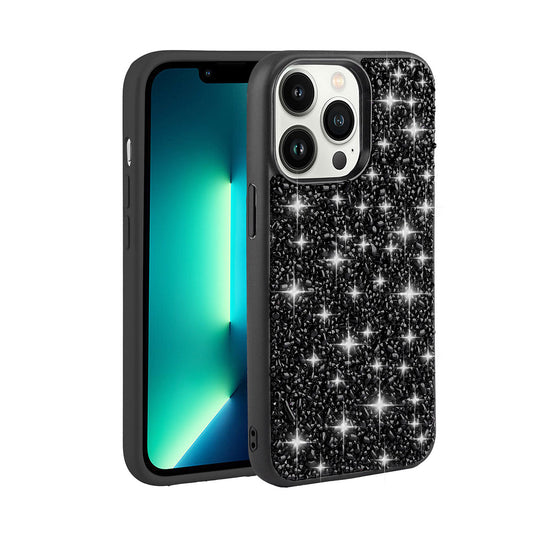 Apple iPhone 12 Pro Kılıf Parlak Taşlı Tasarım Zore Linea Kapak Siyah