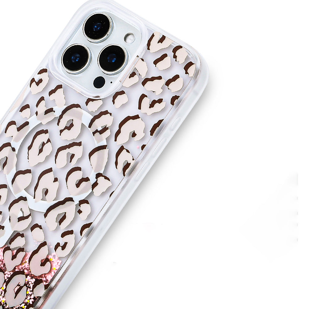 Apple iPhone 12 Pro Kılıf Sıvılı Simli Baskılı Şeffaf Arka Yüzey Zore Mossa Silikon Kapak Sarı