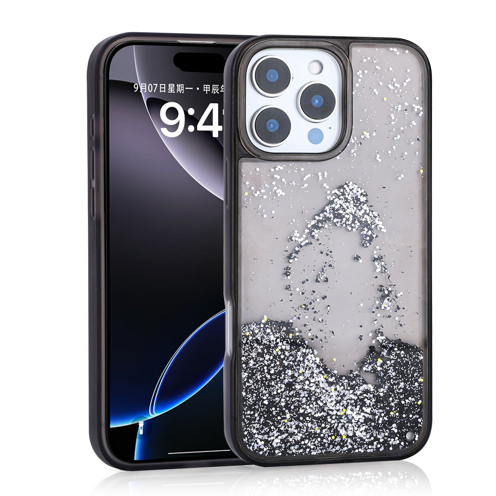 Apple iPhone 12 Pro Kılıf Sıvılı Simli Şeffaf Arka Yüzey Zore Keto Silikon Kapak Gümüş