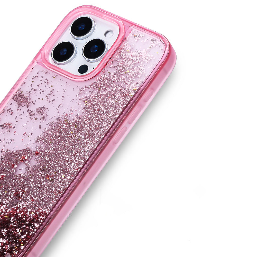 Apple iPhone 12 Pro Kılıf Sıvılı Simli Şeffaf Arka Yüzey Zore Keto Silikon Kapak Mor