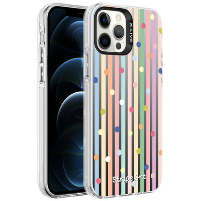 Apple iPhone 12 Pro Max Kılıf Desenli Zore Silver Sert Kapak Noktalar