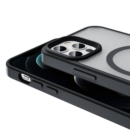 Apple iPhone 12 Pro Max Kılıf Magsafe Şarj Özellikli Mat Arka Yüzey Zore Sio Kapak Siyah