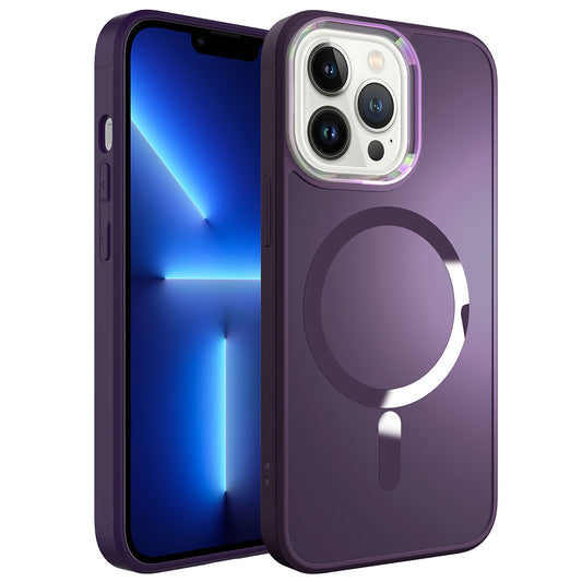 Apple iPhone 12 Pro Max Kılıf Magsafe Wireless Şarj Özellikli Zore Stil Kapak Derin Mor